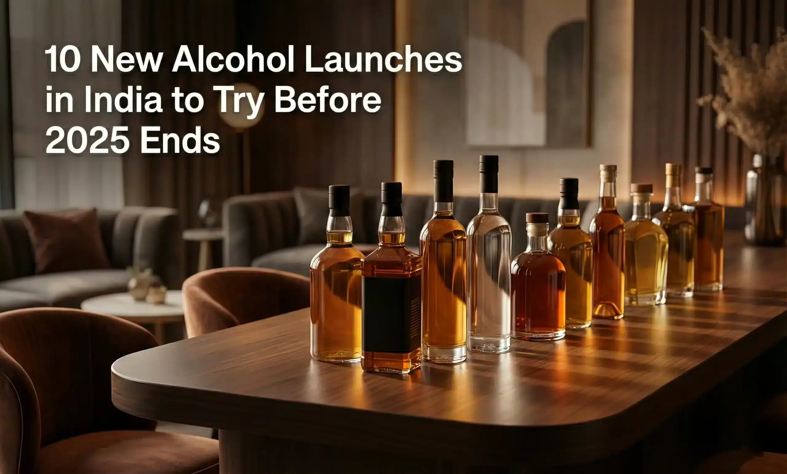 New alcohol launches in India showcasing premium whisky, vodka, rum and liqueur bottles